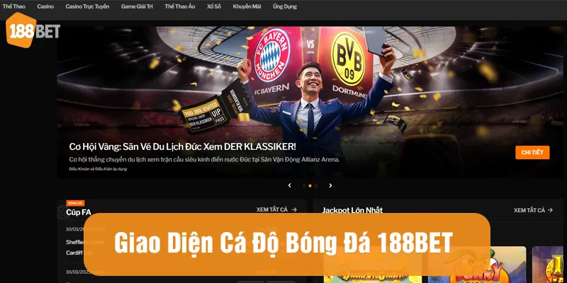 Giao diện trang cá độ bóng đá 188BET